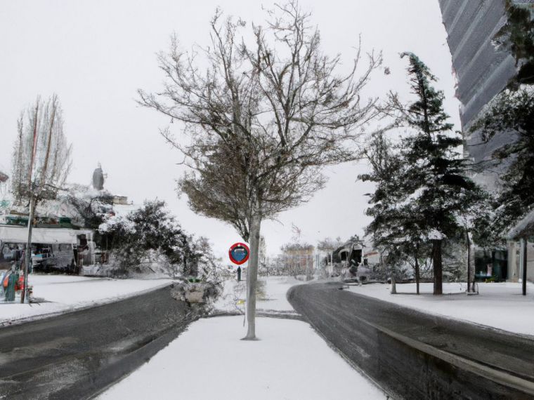 Una fuerte tormenta de nieve se acerca a la ciudad de Madrid. Las calles están cubiertas de una capa de hielo y los árboles se balancean bajo el viento frío. ¿Qué hará la Unión Europea para detener el avance del vórtice polar?