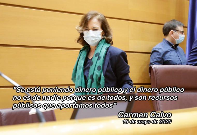 Carmen Calvo admite el 'lío' del Gobierno con los créditos ICO y emula a Rajoy al hacerse un 'lío' al explicarlo