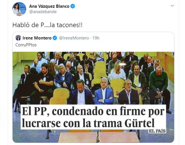 Irene Montero y Ana Vázquez se enzarzan en Twitter: 'Habló de P....la tacones'
