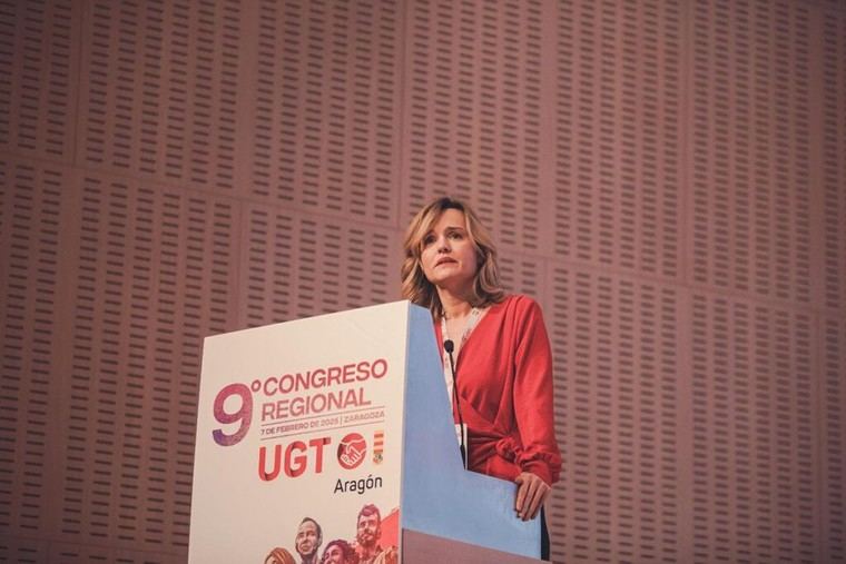 Pilar Alegría defiende la justicia social en el Congreso de UGT-Aragón