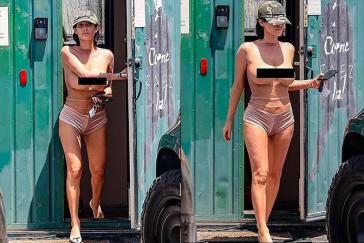 La esposa de Kanye West, casi desnuda, mientras se dirigía a un salón de bronceado