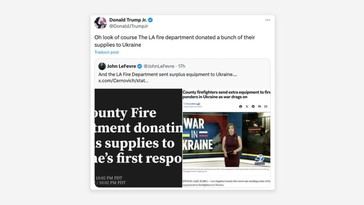 Trump Jr. critica ayuda de EE.UU. a Ucrania en medio de incendios en California